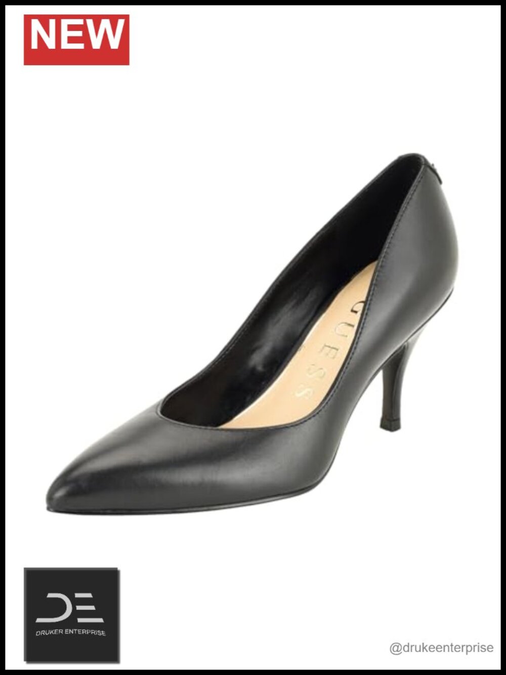 Leather Pointed Toe Pumps with 2.95" Heel, Slip-On